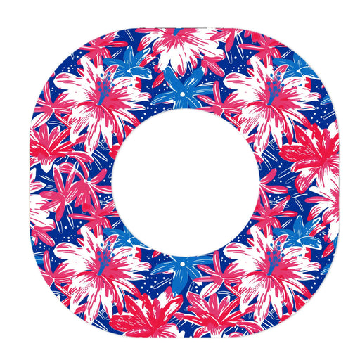Peelz Patriotic Flowers Dexcom G7 and Stelo Patch Tape - Pump Peelz Patch Medical Tape White Smoke 12-Pack (Set of 12 Patches),4-Pack (Set of 4 Patches)