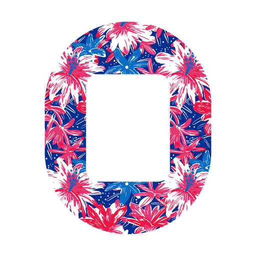Peelz Patriotic Flowers Tandem Mobi Patch Tape - Pump Peelz Patch Medical Tape White Smoke 12-Pack (Set of 12 Patches),4-Pack (Set of 4 Patches),1-Patch (One Single Patch)