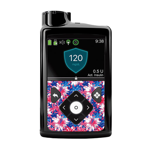 Peelz Patriotic Flowers for Medtronic MiniMed 770G & 780G Peelz/Stickers Black Whole System Peelz (front back + clip),Front Peelz,Back and Clip Peelz