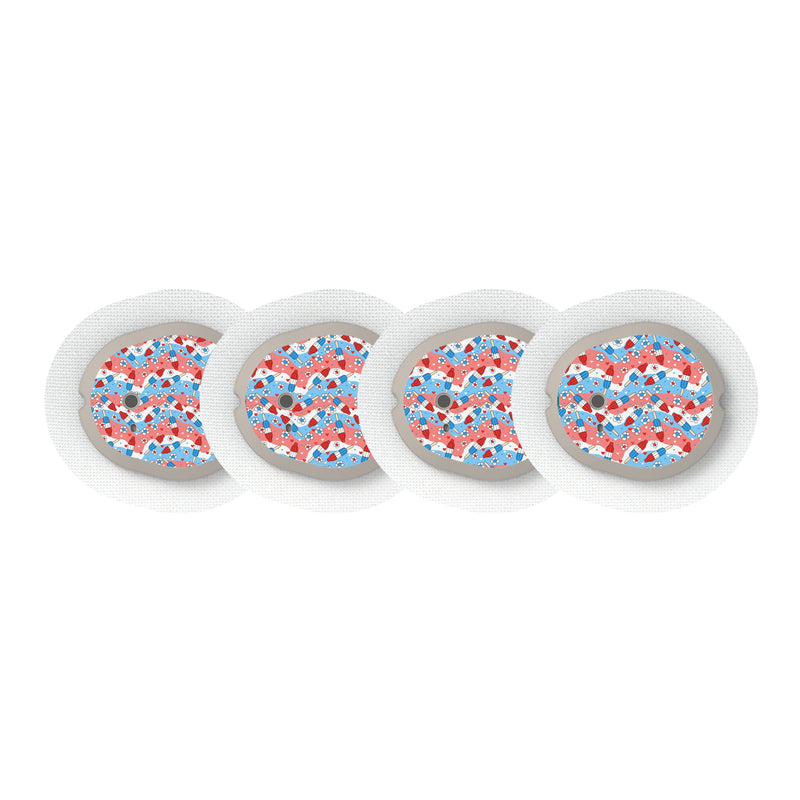 Peelz Patriotic Popsicles Designed for the DEXCOM G7 and Stelo Transmitter Peelz/Stickers White Smoke 4-pack (Set of 4 Stickers)