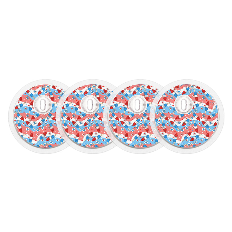 Peelz Patriotic Popsicles Designed for the FreeStyle Libre 3 Plus & Lingo  Sensor Peelz/Stickers White Smoke 4-pack (Set of 4 Stickers)