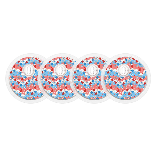 Peelz Patriotic Popsicles Designed for the FreeStyle Libre 3 Plus & Lingo  Sensor Peelz/Stickers White Smoke 4-pack (Set of 4 Stickers)