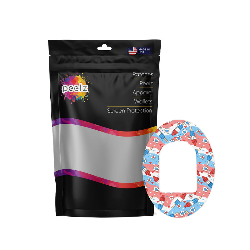 Peelz Patriotic Popsicles Pod Patch Tape - Pump Peelz Patch Medical Tape White Smoke 12-Pack (Set of 12 Patches),4-Pack (Set of 4 Patches)