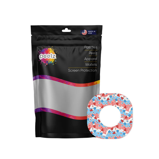 Peelz Patriotic Popsicles Dexcom G7 and Stelo Patch Tape - Pump Peelz Patch Medical Tape White Smoke 12-Pack (Set of 12 Patches),4-Pack (Set of 4 Patches)