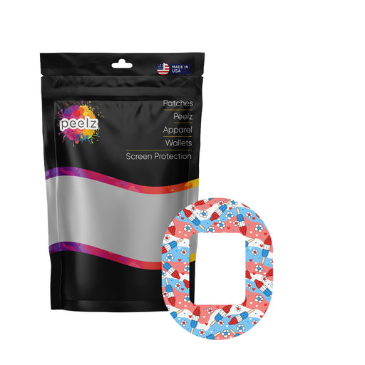 Peelz Patriotic Popsicles Tandem Mobi Patch Tape - Pump Peelz Patch Medical Tape White Smoke 12-Pack (Set of 12 Patches),4-Pack (Set of 4 Patches),1-Patch (One Single Patch)