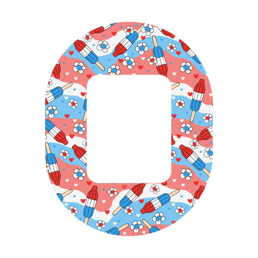 Peelz Patriotic Popsicles Tandem Mobi Patch Tape - Pump Peelz Patch Medical Tape White Smoke 12-Pack (Set of 12 Patches),4-Pack (Set of 4 Patches),1-Patch (One Single Patch)