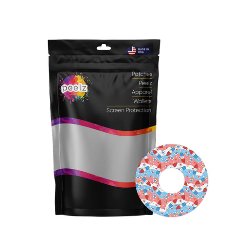 Peelz Patriotic Popsicles Tape Designed for the FreeStyle Libre 3 Plus & Lingo Peelz/Stickers White Smoke 12-Pack (Set of 12 Patches),4-Pack (Set of 4 Patches)
