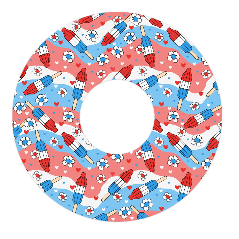 Peelz Patriotic Popsicles Tape Designed for the FreeStyle Libre 3 Plus & Lingo Peelz/Stickers White Smoke 12-Pack (Set of 12 Patches),4-Pack (Set of 4 Patches)