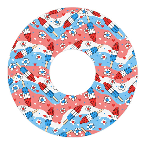 Peelz Patriotic Popsicles Tape Designed for the FreeStyle Libre 3 Plus & Lingo Peelz/Stickers White Smoke 12-Pack (Set of 12 Patches),4-Pack (Set of 4 Patches)