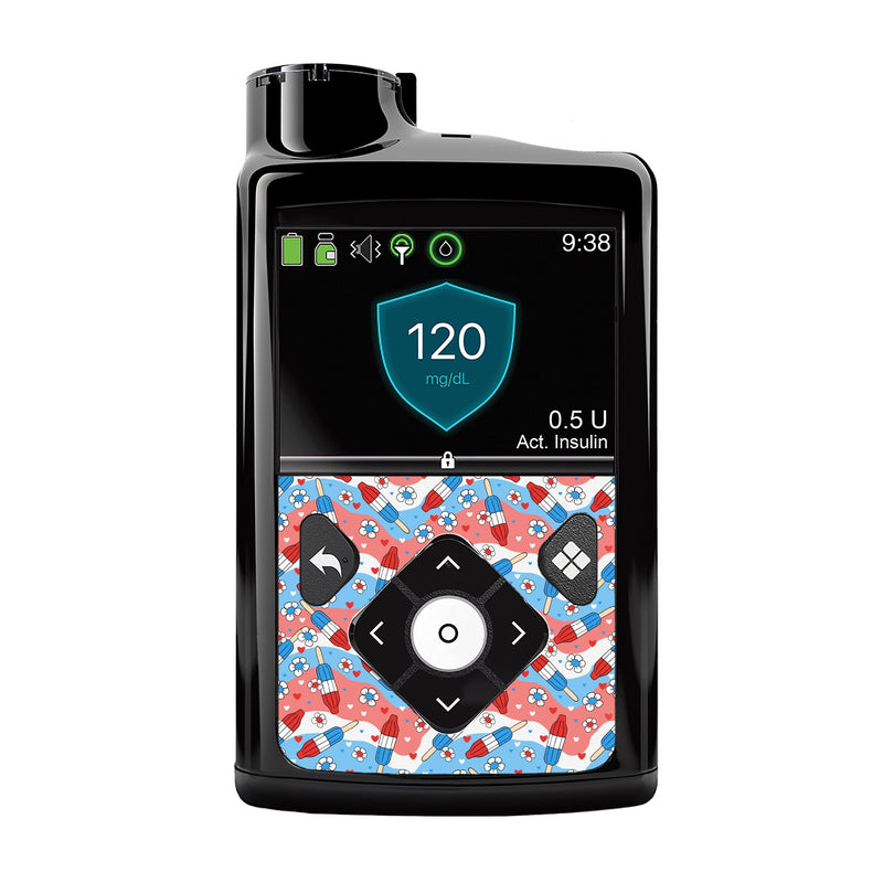 Peelz Patriotic Popsicles for Medtronic MiniMed 770G & 780G Peelz/Stickers Black Whole System Peelz (front back + clip),Front Peelz,Back and Clip Peelz