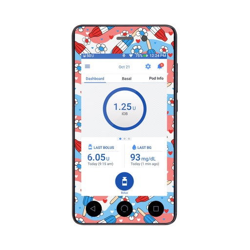 Peelz Patriotic Popsicles Sticker for Omnipod DASH® PDM – Pump Peelz Peelz/Stickers White Smoke Whole System Peelz (front + case),Front Peelz,Case Peelz
