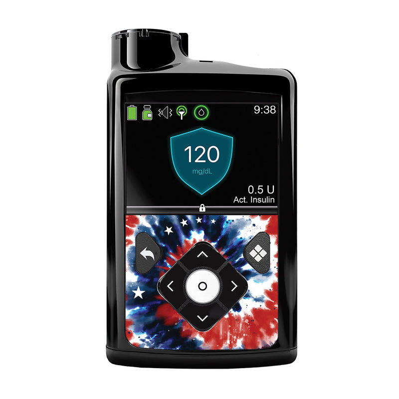 Peelz Patriotic Tie Dye for Medtronic MiniMed 770G & 780G Peelz/Stickers Black Front Peelz