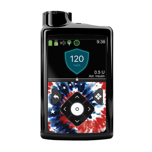 Peelz Patriotic Tie Dye for Medtronic MiniMed 770G & 780G Peelz/Stickers Black Front Peelz