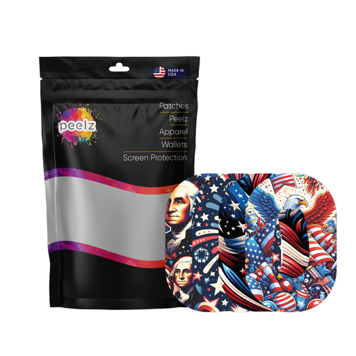 Peelz Patriotic Variety Pack Patch Dexcom G6 Patch Tape - Pump Peelz Patch Medical Tape White Smoke 12-Pack (Set of 12 Patches),4-Pack (Set of 4 Patches)