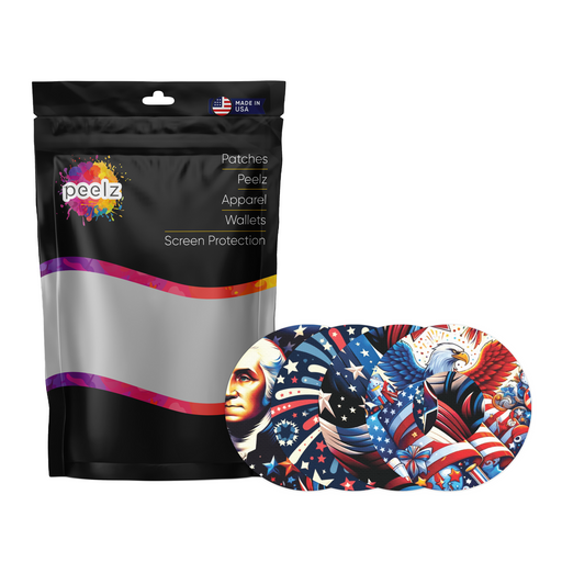Peelz Patriotic Variety Pack Patch Freestyle Libre 2 Patch Tape - Pump Peelz Patch Medical Tape White Smoke 12-Pack Libre 2 (Set of 12 Patches),4-Pack Libre 2 (Set of 4 Patches)