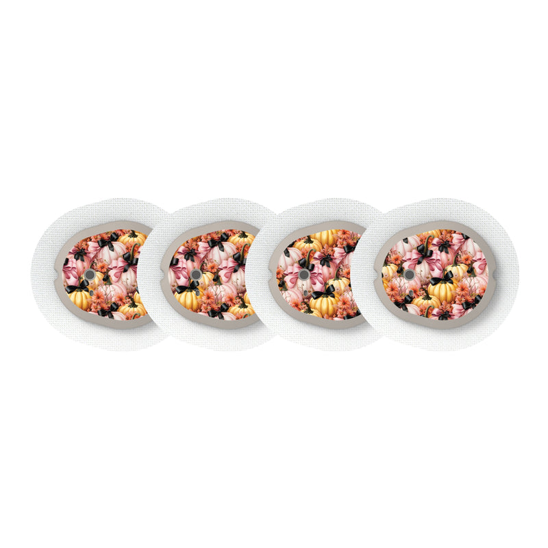 Peelz Patterned Pumpkins Designed for the DEXCOM G7 and Stelo Transmitter Peelz/Stickers White Smoke 4-pack (Set of 4 Stickers)