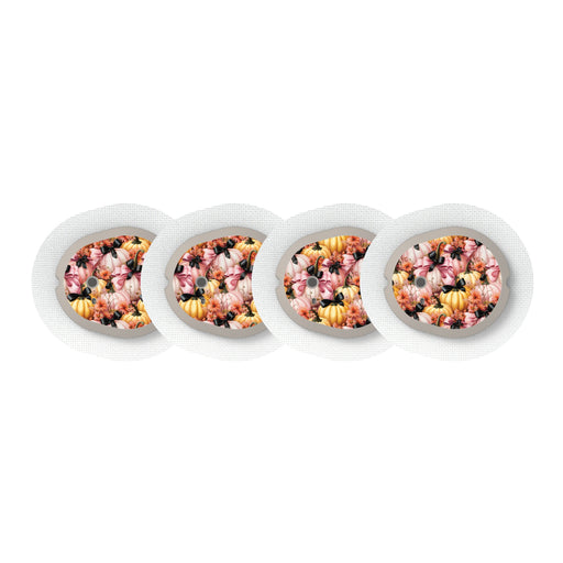 Peelz Patterned Pumpkins Designed for the DEXCOM G7 and Stelo Transmitter Peelz/Stickers White Smoke 4-pack (Set of 4 Stickers)