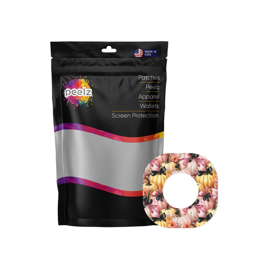 Peelz Patterned Pumpkins Dexcom G7 and Stelo Patch Tape - Pump Peelz Patch Medical Tape White Smoke 12-Pack (Set of 12 Patches),4-Pack (Set of 4 Patches)