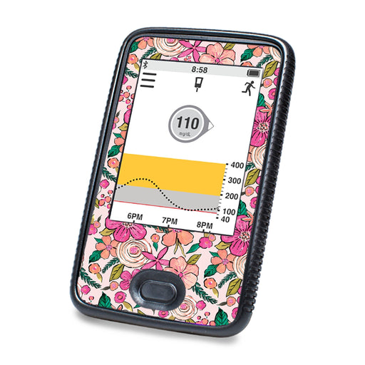 Peelz Peach Floral Designed for DEXCOM G6 Touchscreen Receiver Peelz/Stickers White Smoke