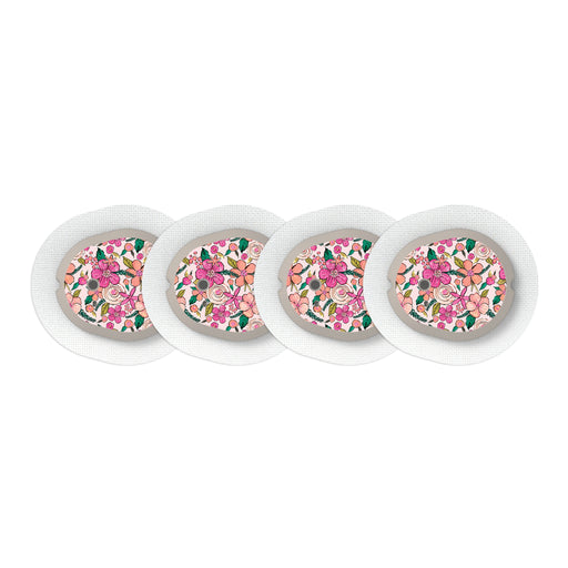 Peelz Peach Floral Sticker Designed for the DEXCOM G7 and Stelo Transmitter Peelz/Stickers White Smoke 4-pack (Set of 4 Stickers)