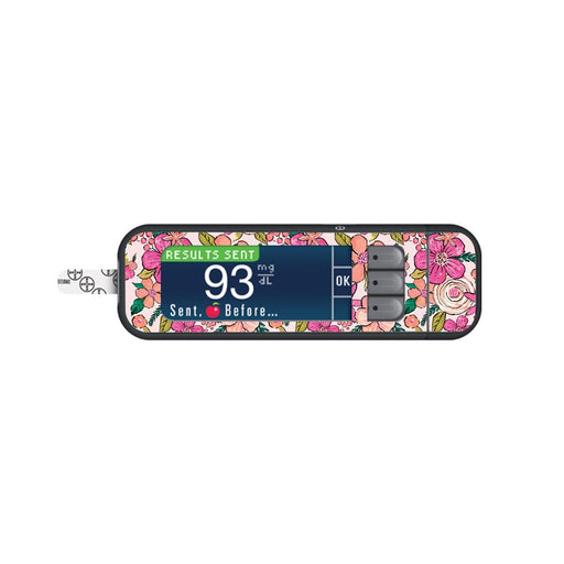 Peelz Peach Floral Sticker for Bayer Contour Next Glucometer Peelz/Stickers White Smoke