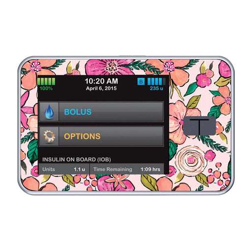 Peelz Peach Floral Sticker for Tandem t:slim Peelz/Stickers Black