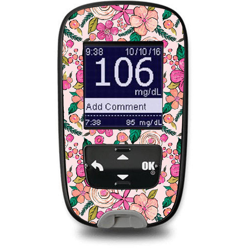 Peelz Peach Floral Sticker for the Accu-Chek Guide Glucometer Peelz/Stickers White Smoke
