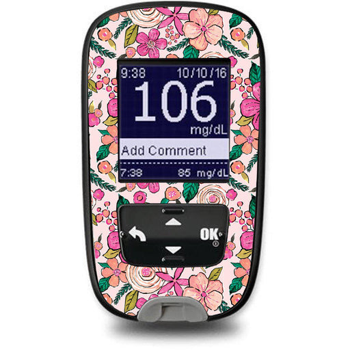 Peelz Peach Floral Sticker for the Accu-Chek Guide Glucometer Peelz/Stickers White Smoke