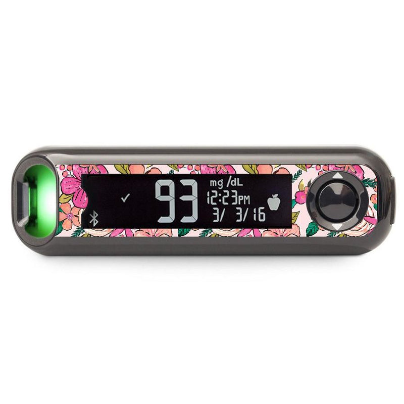 Peelz Peach Floral for Bayer Contour© Next One Glucometer Peelz/Stickers Dark Slate Gray