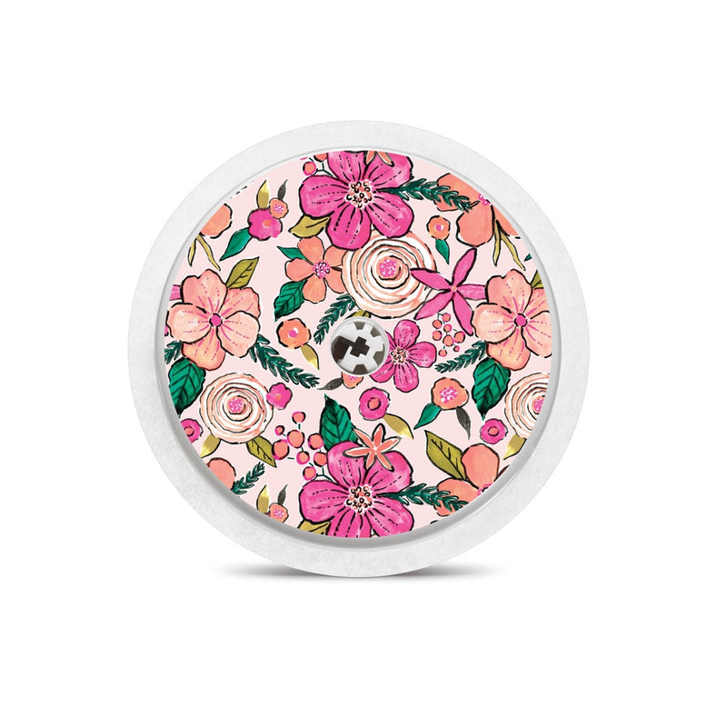 Peelz Peach Floral for Freestyle Libre 2 Peelz/Stickers White Smoke Sensor Only