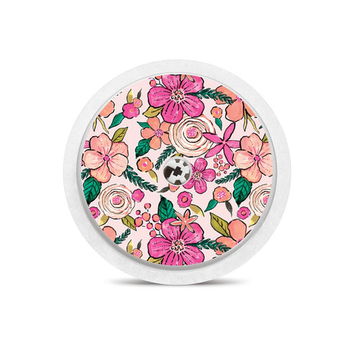 Peelz Peach Floral for Freestyle Libre 2 Peelz/Stickers White Smoke Sensor Only