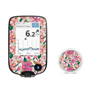 Peelz Peach Floral for Freestyle Libre 2 Peelz/Stickers White Smoke Receiver + Sensor