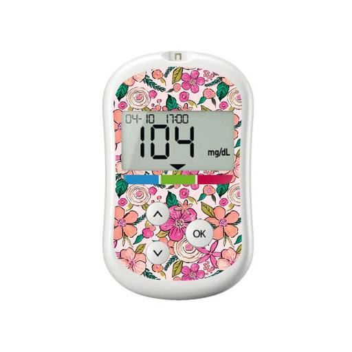 Peelz Peach Floral for OneTouch Verio Flex Glucometer Peelz/Stickers White Smoke