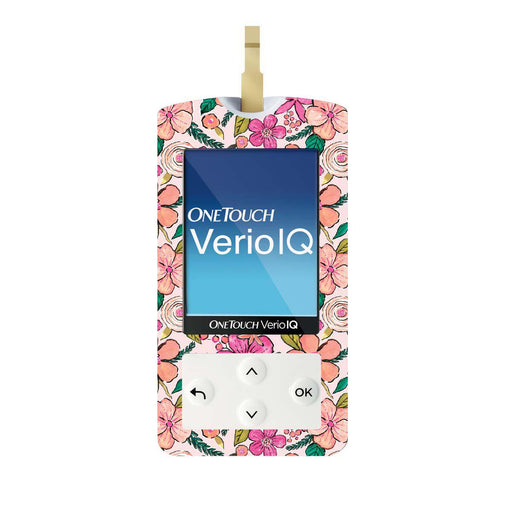 Peelz Peach Floral for OneTouch Verio IQ Glucometer Peelz/Stickers White Smoke