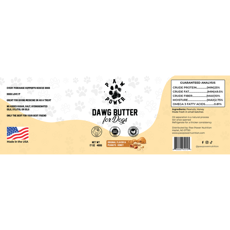 Paw Power Nutrition Dawg Butter Original Flavor White Smoke