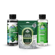 Garner's Garden Travel Sized Oral Care Trio | Trio | H2O2 | Fluoride Free Oral Care White Smoke Peppermint / 4oz Rinses / Regular Strength + 2oz Organic Tooth Powder