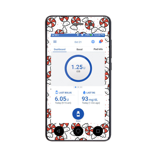 Peelz Peppermints Sticker for Omnipod DASH® PDM – Pump Peelz Peelz/Stickers White Smoke Whole System Peelz (front + case),Front Peelz
