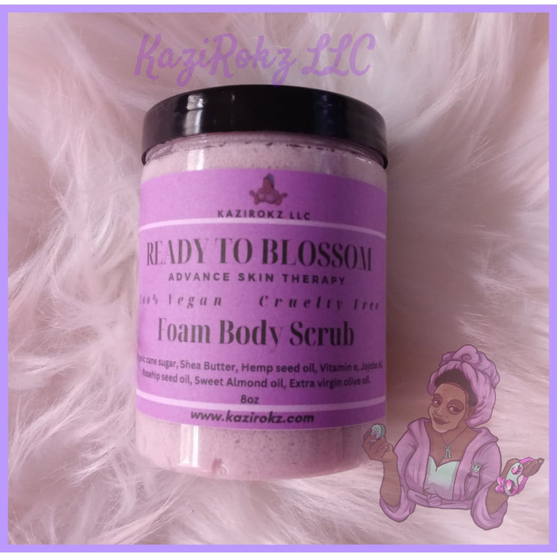KaziRokz READY TO BLOSSOM HEMP INFUSED FOAM BODY SCRUB 8oz(100%VEGAN/ CRUELTY FREE) Skin Care Dark Gray