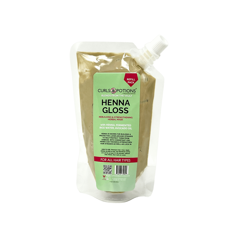 Curls & Potions Blends Rebuilding & Strengthening Henna Gloss Conditioner Dark Sea Green REFILL PACK