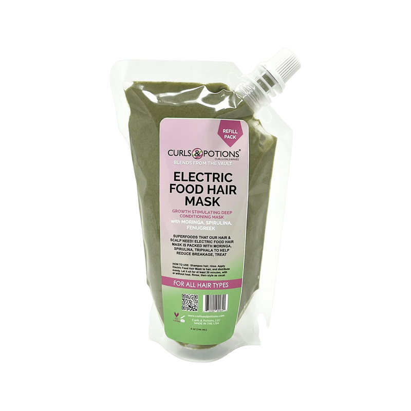 Curls & Potions Blends: Electric Food Hair Mask Conditioner Light Gray JAR,REFILL PACK