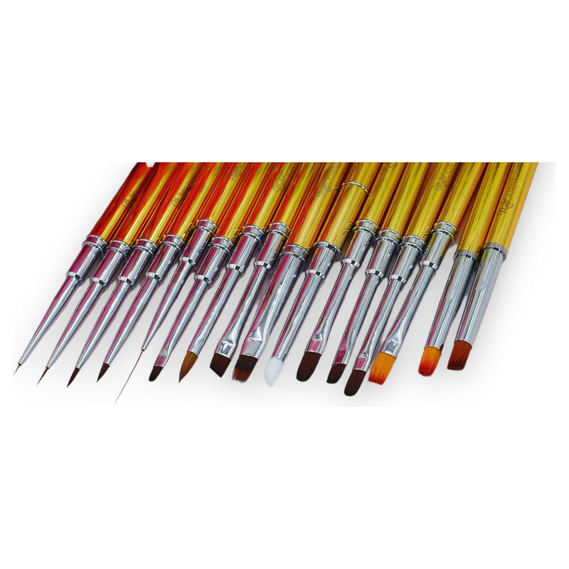 Red Iguana LLC Set of 16 Brushes Nail Art Brush White Smoke
