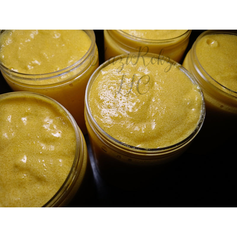 KaziRokz Honey Turmeric Body Scrub Psoriasis Treatment, 100% Vegan/ Cruelty Free. Brightens dark marks. Skin Care Dark Goldenrod