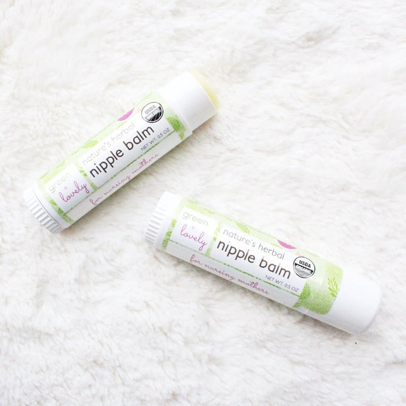 Green + Lovely Calming Nature's Herbal Nursing Nipple Balm - Breastfeeding Essential - 1 oz. Nipple Cream White Smoke