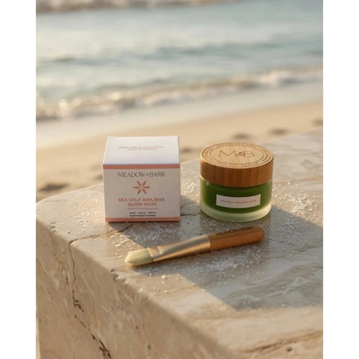 Meadow and Bark Sea Kelp AHA/ BHA Glow Mask & Brush Tan 50 gram