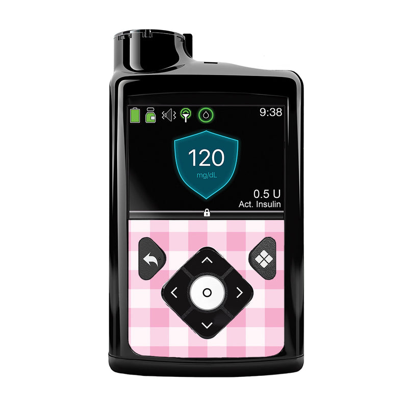 Peelz Pink Plaid Sticker for Medtronic MiniMed 770G & 780G Peelz/Stickers Black Whole System Peelz (front back + clip),Front Peelz