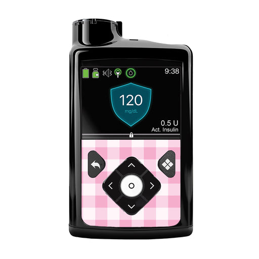 Peelz Pink Plaid Sticker for Medtronic MiniMed 770G & 780G Peelz/Stickers Black Whole System Peelz (front back + clip),Front Peelz