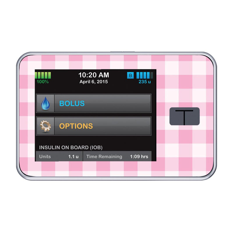 Peelz Pink Plaid Sticker for Tandem t:slim Peelz/Stickers Misty Rose