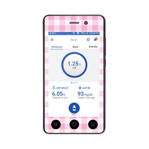 Peelz Pink Plaid Sticker for Omnipod DASH® PDM – Pump Peelz Peelz/Stickers White Smoke Whole System Peelz (front + case),Front Peelz