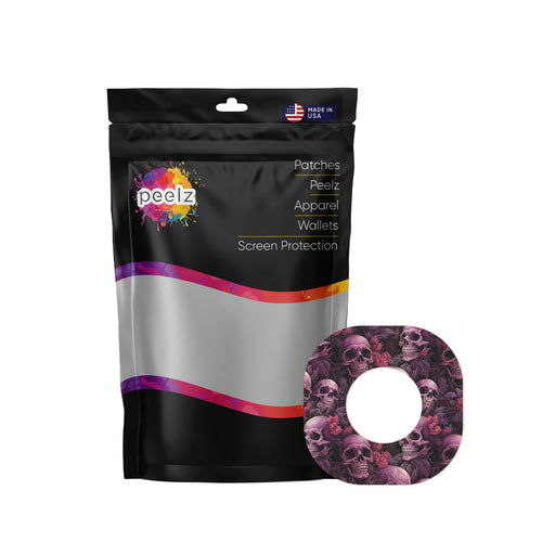 Peelz Pink Skulls Dexcom G7 and Stelo Patch Tape - Pump Peelz Patch Medical Tape White Smoke 12-Pack (Set of 12 Patches),4-Pack (Set of 4 Patches)