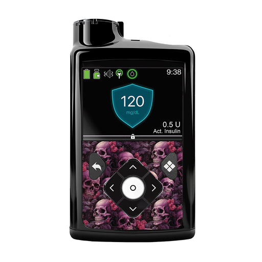 Peelz Pink Skulls for Medtronic MiniMed 770G & 780G Peelz/Stickers Black Whole System Peelz (front back + clip),Front Peelz